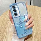 For OPPO Reno12 Global Gradient Glitter Immortal Flower Ring All-inclusive Phone Case(Blue) - 2