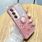 For OPPO Reno12 Global Gradient Glitter Immortal Flower Ring All-inclusive Phone Case(Pink) - 1