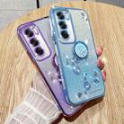 For OPPO Reno12 Global Gradient Glitter Immortal Flower Ring All-inclusive Phone Case(Pink) - 3