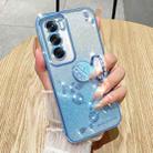 For OPPO Reno12 Pro  Global  Gradient Glitter Immortal Flower Ring All-inclusive Phone Case(Blue) - 2