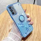 For OPPO Reno6 Gradient Glitter Immortal Flower Ring All-inclusive Phone Case(Blue) - 1