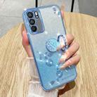 For OPPO Reno6 Gradient Glitter Immortal Flower Ring All-inclusive Phone Case(Blue) - 2