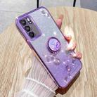 For OPPO Reno6  Pro Gradient Glitter Immortal Flower Ring All-inclusive Phone Case(Purple) - 1