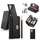 For Samsung Galaxy S24 Ultra 5G Crossbody Multi-functional Zipper Wallet Litchi Leather Phone Case(Black) - 1