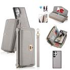 For Samsung Galaxy S24 Ultra 5G Crossbody Multi-functional Zipper Wallet Litchi Leather Phone Case(Grey) - 1