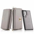 For Samsung Galaxy S24 Ultra 5G Crossbody Multi-functional Zipper Wallet Litchi Leather Phone Case(Grey) - 2