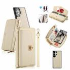 For Samsung Galaxy S24+ 5G Crossbody Multi-functional Zipper Wallet Litchi Leather Phone Case(Beige) - 1