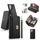 For Samsung Galaxy S24 5G Crossbody Multi-functional Zipper Wallet Litchi Leather Phone Case(Black) - 1
