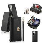 For Samsung Galaxy S23 Ultra 5G Crossbody Multi-functional Zipper Wallet Litchi Leather Phone Case(Black) - 1