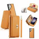 For Samsung Galaxy S23 5G Crossbody Multi-functional Zipper Wallet Litchi Leather Phone Case(Orange) - 1