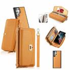 For Samsung Galaxy S22 Ultra 5G Crossbody Multi-functional Zipper Wallet Litchi Leather Phone Case(Orange) - 1