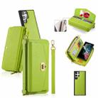 For Samsung Galaxy S22 Ultra 5G Crossbody Multi-functional Zipper Wallet Litchi Leather Phone Case(Green) - 1