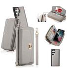 For Samsung Galaxy S22+ 5G Crossbody Multi-functional Zipper Wallet Litchi Leather Phone Case(Grey) - 1