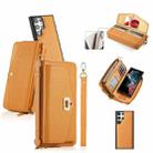 For Samsung Galaxy S22 5G Crossbody Multi-functional Zipper Wallet Litchi Leather Phone Case(Orange) - 1