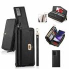 For Samsung Galaxy Note20 Ultra Crossbody Multi-functional Zipper Wallet Litchi Leather Phone Case(Black) - 1