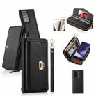 For Samsung Galaxy Note20 Crossbody Multi-functional Zipper Wallet Litchi Leather Phone Case(Black) - 1