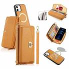 For iPhone 12 MagSafe Crossbody Multi-functional Zipper Wallet Litchi Leather Phone Case(Orange) - 1
