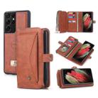For Samsung Galaxy S21 Ultra 5G Multi-functional Zipper Wallet Leather Phone Case(Orange) - 1