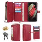 For Samsung Galaxy S21 Ultra 5G Multi-functional Zipper Wallet Leather Phone Case(Red) - 2