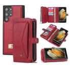 For Samsung Galaxy S22 Ultra 5G Multi-functional Zipper Wallet Leather Phone Case(Red) - 1