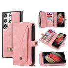 For Samsung Galaxy S23 Ultra 5G Multi-functional Zipper Wallet Leather Phone Case(Pink) - 1