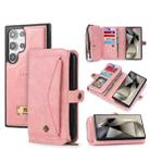 For Samsung Galaxy S24+ 5G Multi-functional Zipper Wallet Leather Phone Case(Pink) - 1
