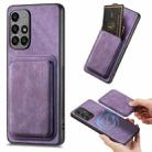 For Samsung Galaxy A51 Retro Leather Card Bag Magnetic Phone Case(Purple) - 1
