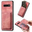 For Samsung Galaxy S10 Retro Leather Card Bag Magnetic Phone Case(Pink) - 1