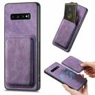 For Samsung Galaxy S10 Retro Leather Card Bag Magnetic Phone Case(Purple) - 1