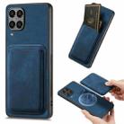 For Samsung Galaxy A22 4G Retro Leather Card Bag Magnetic Phone Case(Blue) - 1