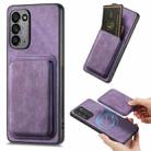 For Samsung Galaxy Note20 Retro Leather Card Bag Magnetic Phone Case(Purple) - 1