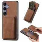 For Samsung Galaxy S25 5G Retro Leather Card Bag Magnetic Phone Case(Brown) - 1