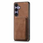 For Samsung Galaxy S25 5G Retro Leather Card Bag Magnetic Phone Case(Brown) - 2
