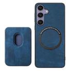 For Samsung Galaxy S25 5G Retro Leather Card Bag Magnetic Phone Case(Blue) - 3