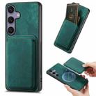 For Samsung Galaxy S25 5G Retro Leather Card Bag Magnetic Phone Case(Green) - 1