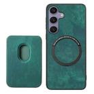 For Samsung Galaxy S25 5G Retro Leather Card Bag Magnetic Phone Case(Green) - 3