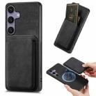 For Samsung Galaxy S25 5G Retro Leather Card Bag Magnetic Phone Case(Black) - 1