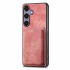 For Samsung Galaxy S25+ 5G Retro Leather Card Bag Magnetic Phone Case(Pink) - 2