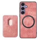 For Samsung Galaxy S25+ 5G Retro Leather Card Bag Magnetic Phone Case(Pink) - 3