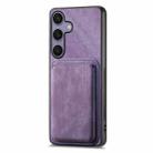 For Samsung Galaxy S25+ 5G Retro Leather Card Bag Magnetic Phone Case(Purple) - 2