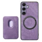 For Samsung Galaxy S25+ 5G Retro Leather Card Bag Magnetic Phone Case(Purple) - 3