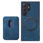 For Samsung Galaxy S25 Ultra 5G Retro Leather Card Bag Magnetic Phone Case(Blue) - 3