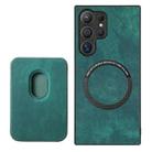 For Samsung Galaxy S25 Ultra 5G Retro Leather Card Bag Magnetic Phone Case(Green) - 3