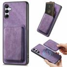 For Samsung Galaxy A55 5G Retro Leather Card Bag Magnetic Phone Case(Purple) - 1