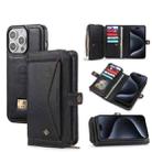 For iPhone 15 Pro Multi-functional Zipper Wallet Leather Phone Case(Black) - 1