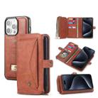 For iPhone 15 Pro Multi-functional Zipper Wallet Leather Phone Case(Brown) - 1