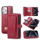 For iPhone 15 Pro Multi-functional Zipper Wallet Leather Phone Case(Red) - 1