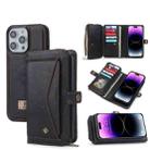 For iPhone 14 Pro Multi-functional Zipper Wallet Leather Phone Case(Black) - 1