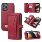 For iPhone 13 Pro Max Multi-functional Zipper Wallet Leather Phone Case(Red) - 1