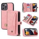 For iPhone 13 Pro Max Multi-functional Zipper Wallet Leather Phone Case(Pink) - 1